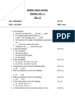 Manipal Public School Periodic Test - Ii STD - Vi: SUB - Mathematics F.M-20 DATE - 02.12.2024 TIME - 1 Hour