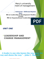 Leader Ship & Change Management Unit ONE 1 ST' Marys