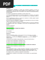 Prova Presencial - 1º Chamada - Administração e Planejamento em Serviço Social