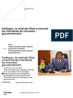 Politique: Le Chef de L'état A Nommé Les Membres Du Nouveau Gouvernement