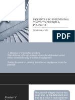 Defences To Intentional Torts To Person & Property