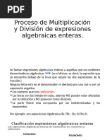 Proceso de Multiplicación y División de Expresiones Algebraicas