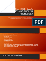 [Basic Phonetics and English Phonology] Week 3- Articulatory Phonetics- Place of Articulation