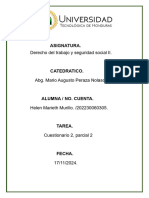 Cuestionario 2 (Segundo Parcial) Derecho Laboral