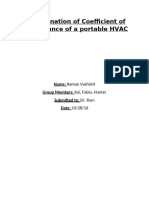 Determination of Coefficient of performance of a portable HVAC