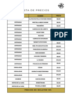 Lista de precios MBC