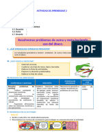 D2 A1 SESION MAT. Resolvemos problemas de suma y resta haciendo uso del ábaco.