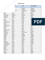 irregular verbs list