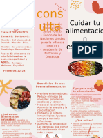 Folleto Sobre Nutrición Alimentación Saludable Orgánico Delicado Rosa Amarillo y Rojo