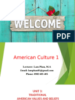 American Culture 1- Unit 3- Traditions of Values and Beliefs