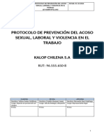 Protocolo de prevencion del acoso sexual, laboral y la violencia en el trabajo Ley Karin - KALOP