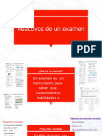 Reactivos de un examen (clase de  Vale  español)