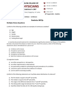 Statistics - MCQ for MD Medicine Selection Exam - 18th August 2024