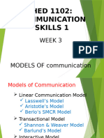 HED 1102 - WEEK 3 - Models of Communication