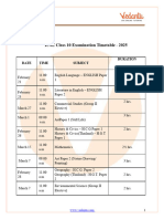 ICSE Class 10 Board Exam Time Table - 2025