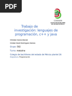 Trabajo de investigación lenguajes de  porgramacion