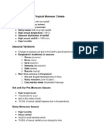 Bangladesh studies 7094 paper- Characteristics of a Tropical Monsoon Climate Notes