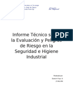 Informe Técnico sobre la Evaluación y Peligros de Riesgo en la Seguridad e Higiene Industrial