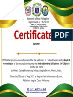 Certificate for the Coordinator