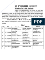 Exam Schedule for 2nd Unit Test