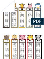 Multiplication Animal Bookmarks