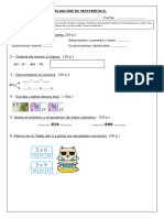 EVALUACIÓN DE MATEMÁTICA septiembre