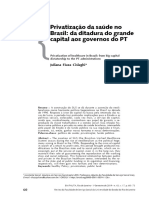 CISLAGHI-PRIVATIZACAO DA SAUDE NO BRASIL- DA ditadura aos governos do PT