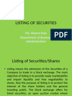 Listing of Securities