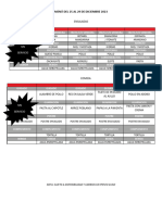 Menú Del 25 Al 29 de Diciembre 2023