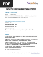 What'S Your Interview Story?: Company & Role Details