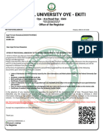 _._ Admission Letter for Ajayi Fortune Oluwadara __ Federal University Oye - Ekitir