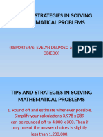 Tips and Strategies in Solving Mathematical Problems