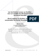 Les Territoires Ruraux Au Quebec Vers Un Modele de Developpement Territorial Durable