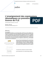 L’Enseignement Des Expressions IdiomatiqUE COLLOQUE