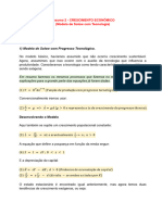 (Resumo, Solow Básico com Tecnologia) - CRESCIMENTO ECONÔMICO