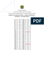 GABARITO VESTIBULAR 2019-1 - CURSOS SUPERIORES - ESPANHOL - Após Recursos