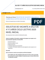 Gmail - SOLICITUD DE VACANTE A SALA DE 4 Y 5 AÑOS CICLO LECTIVO 2025 NIVEL INICIAL