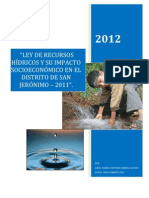 Tesis Impacto Socioeconomico de La Ley de Recursos Hidricos (Resumen)