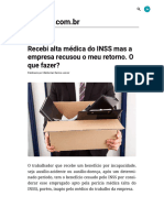 Recebi alta médica do INSS mas a empresa recusou o meu retorno. O que fazer_ _ Jusbrasil