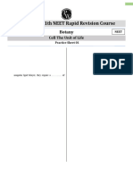 Cell the Unit of Life Practice Sheet 01 Lakshya 11th NEET Rapid