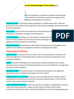 What are the advantages and disadvantages of franchising as a market entry mode?