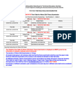 Time Table for Winter 2024 Theory Examination