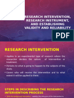 Research Intervention Instrument and Establishing Validity and Reliability