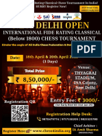 Brochure New Delhi Open International Fide Rated Classical Below 1800 Chess Tournament 8.5 Lac