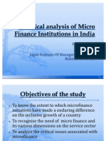 A Critical Analysis of Microfinance Institutions in India