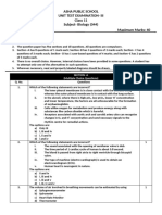 BIOLOGY UT- III Paper 2023 CLASS XI