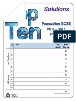 Top ten test - Foundation - Set 1 - Blue - Paper 2 - Solutions