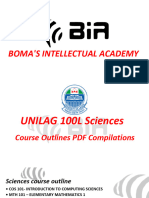 100l Unilag Faculty of Science Course Outline