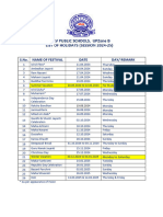 HOLIDAY CALENDER 2024-25 DAV SCHOOLS UP ZONE B