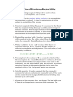 Assumptions of Law of Diminishing Marginal Utility